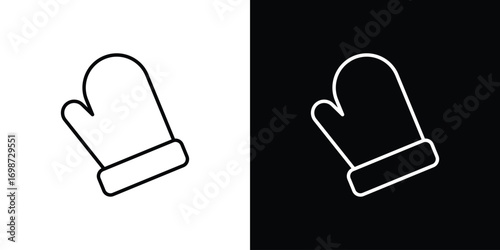 Oven mitt icons. Stroke line art icons