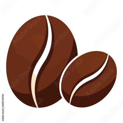 Two rich brown coffee beans with creamy white highlights representing freshness and aroma vector
