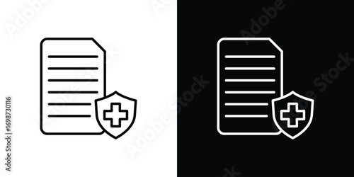 Medical insurance icons. Stroke line art icons