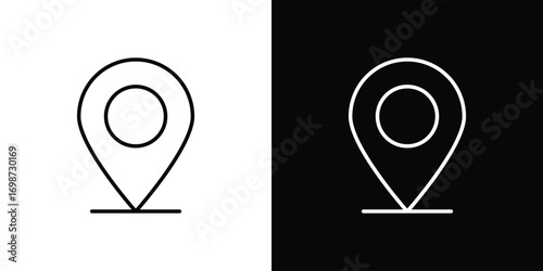 Map marker icons. Stroke line art icons