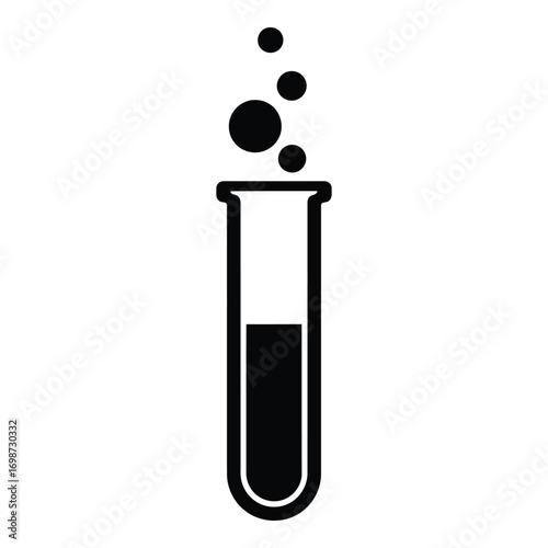 Bubbling test tube icon representing chemical reactions and scientific discovery vector