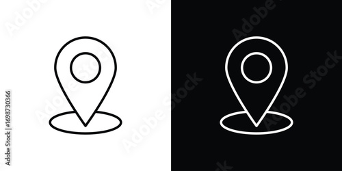 Location icons. Stroke line art icons
