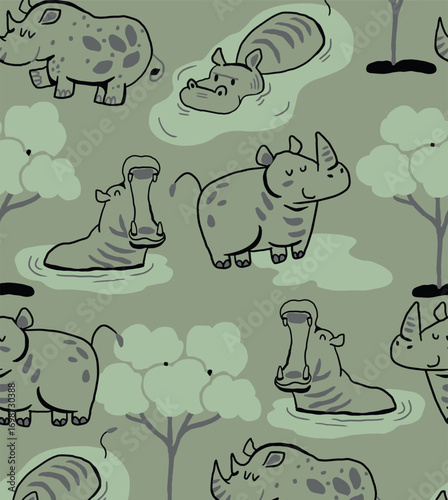 Seamless Dino pattern, print for T-shirts, textiles, wrapping paper, web. Original design with t-rex,dinosaur. grunge design for boys .