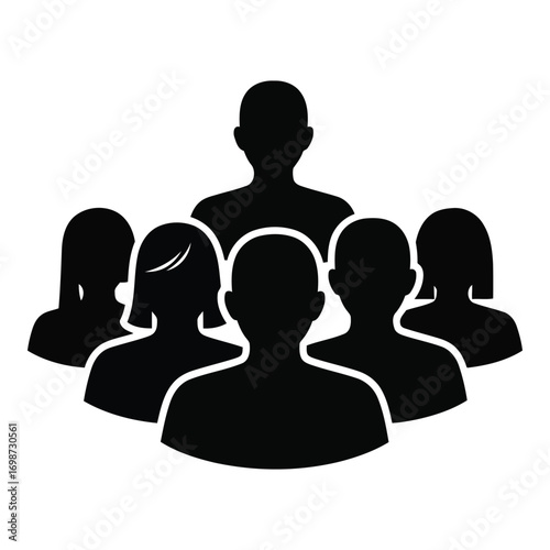 Group of people silhouettes representing teamwork diversity collaboration community unity vector