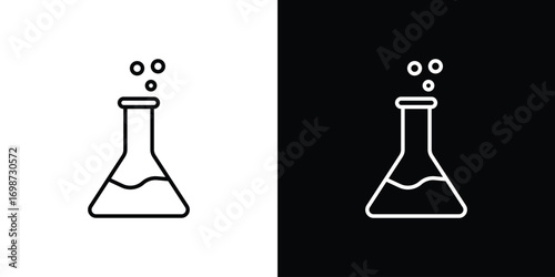 Lab flask icons. Stroke line art icons