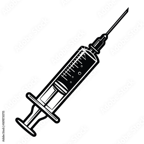 Vintage medical syringe drawing with sharp needle for healthcare and medical concepts vector