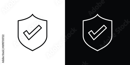 Insured icons. Stroke line art icons