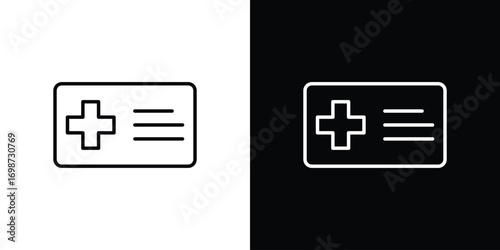 Insurance card icons. Stroke line art icons