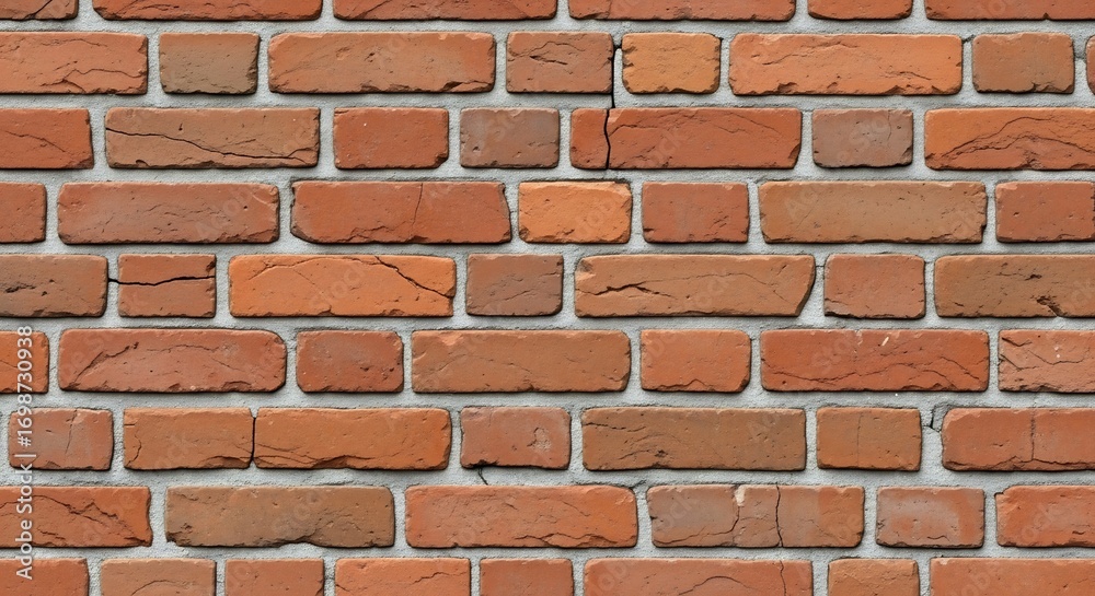 Obraz premium Detailed Red Brick Wall Texture with Gray Mortar Pattern for Background