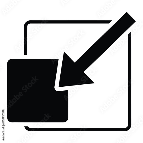 Icon depicting content shrinking or compressing into a box vector