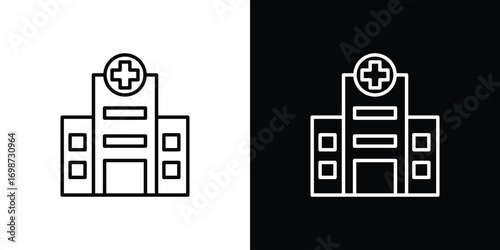 Hospital icons. Stroke line art icons