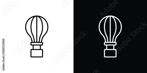 Hot air balloon icons. Stroke line art icons