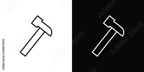 Hammer icons. Stroke line art icons