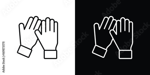 Glove icons. Stroke line art icons