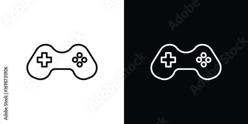 Game controller icons. Stroke line art icons