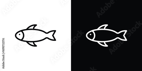 Fish icons. Stroke line art icons
