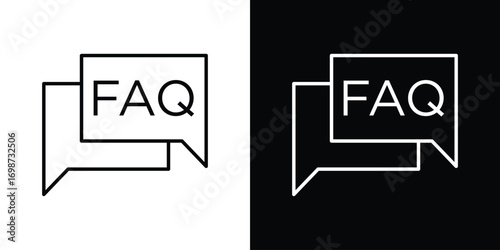 FAQ icons. Stroke line art icons