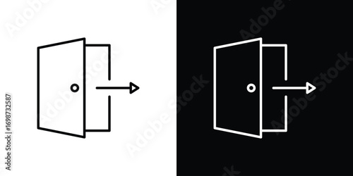 Exit icons. Stroke line art icons