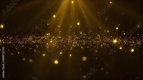 Golden glitter particles abstract animated video for background