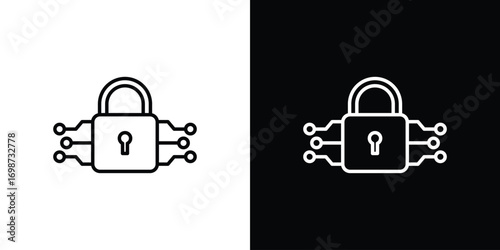 Encryption icons. Stroke line art icons