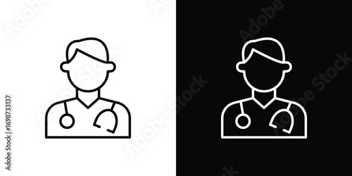 Doctor icons. Stroke line art icons