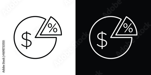 Dividend icons. Stroke line art icons