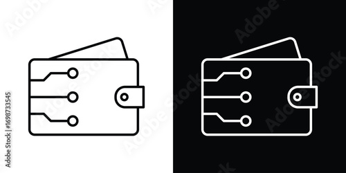 Cryptocurrency wallet icons. Stroke line art icons