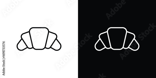 Croissant icons. Stroke line art icons