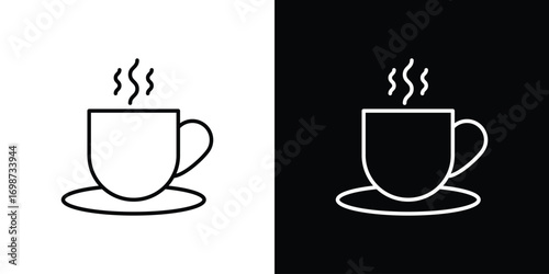 Coffee icons. Stroke line art icons