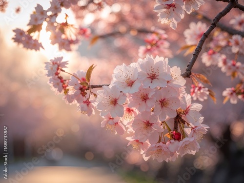 Serene Sunset Cherry Blossom