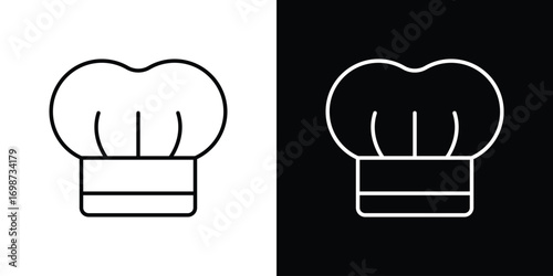 Chef hat icons. Stroke line art icons