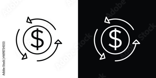 Cash flow icons. Stroke line art icons