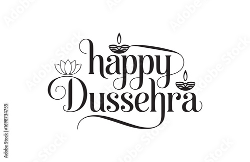 Happy Dussehra lettering design for festive wishes