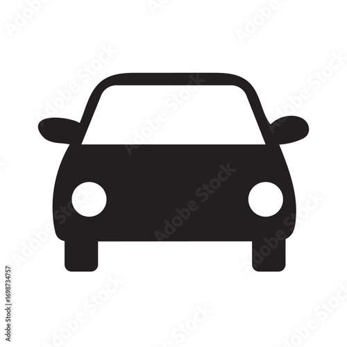 Automobile Icon: A sleek black automobile icon, representing modern transport and travel, perfect for design and branding concepts.