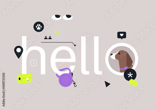 Bright dog avatar displays joyful greetings, using playful elements and colors to engage viewers in an atmosphere of friendliness and excitement, perfect for dog lovers and enthusiasts alike