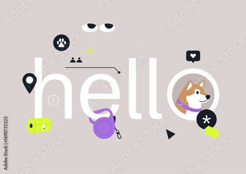 Bright dog avatar displays joyful greetings, using playful elements and colors to engage viewers in an atmosphere of friendliness and excitement, perfect for dog lovers and enthusiasts alike