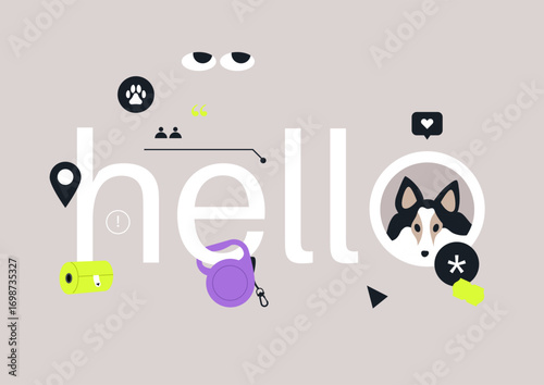 Bright dog avatar displays joyful greetings, using playful elements and colors to engage viewers in an atmosphere of friendliness and excitement, perfect for dog lovers and enthusiasts alike