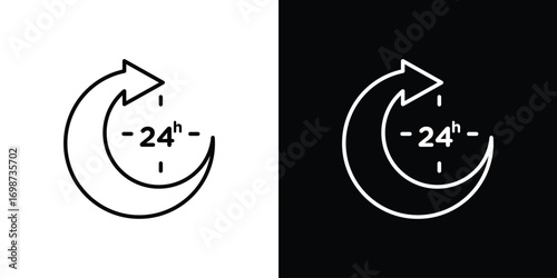 24 Hrs icons. Stroke line art icons