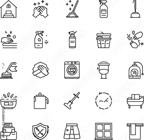 cleaning service concept illustration thin line flat design