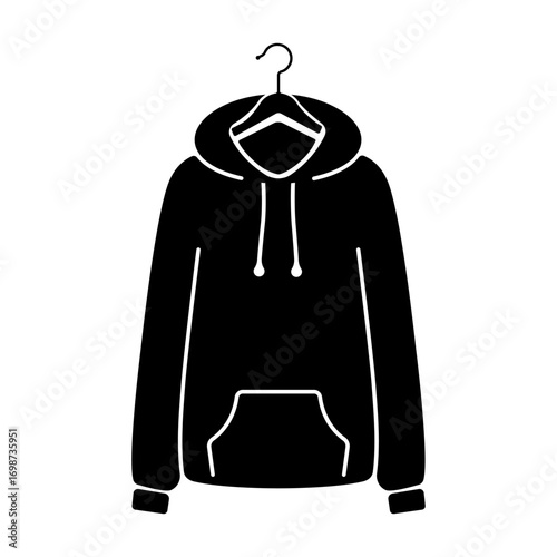 Hoodie hanging on hanger silhouette illustration
