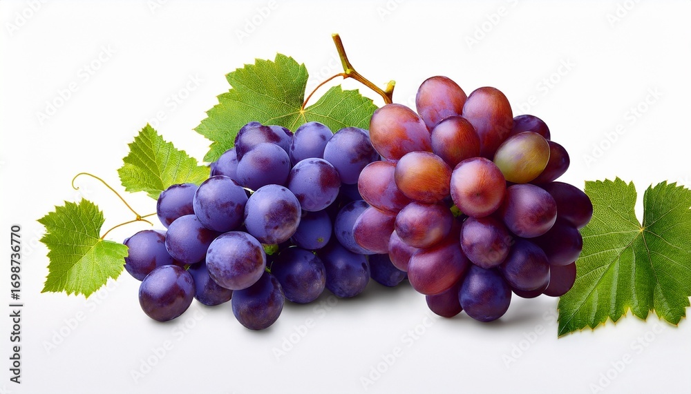 Fototapeta premium fresh grapes arrangement on transparent background isolated on white background