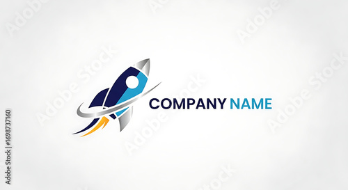 Sleek rocket logo symbolizing speed and innovation for a growing business.