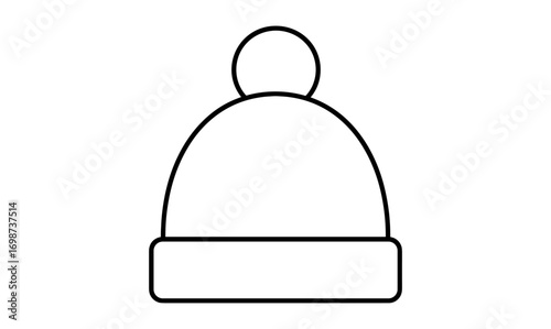 Minimalist linear winter hat with pom pom