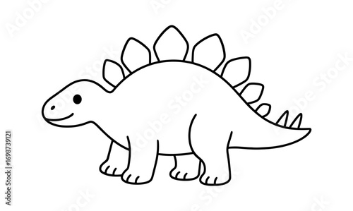 Cute dinosaur coloring page for kids - simple stegosaurus outline