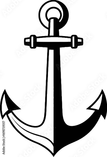 Classic nautical anchor symbol maritime icon for marine adventure and ocean exploration vector