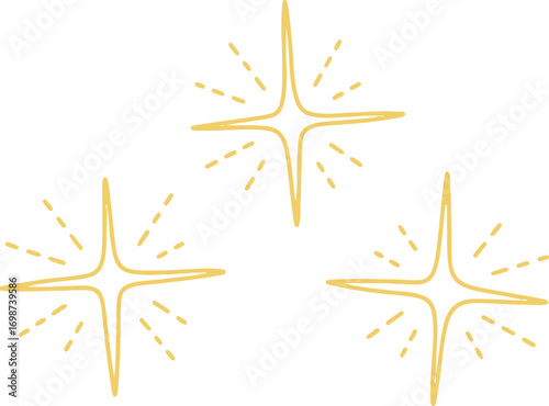 Three bright starburst sparkle graphics with subtle shimmering details vector