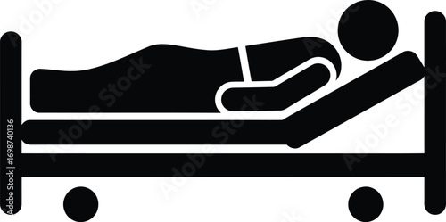 patient resting in hospital bed silhouette on transparent background