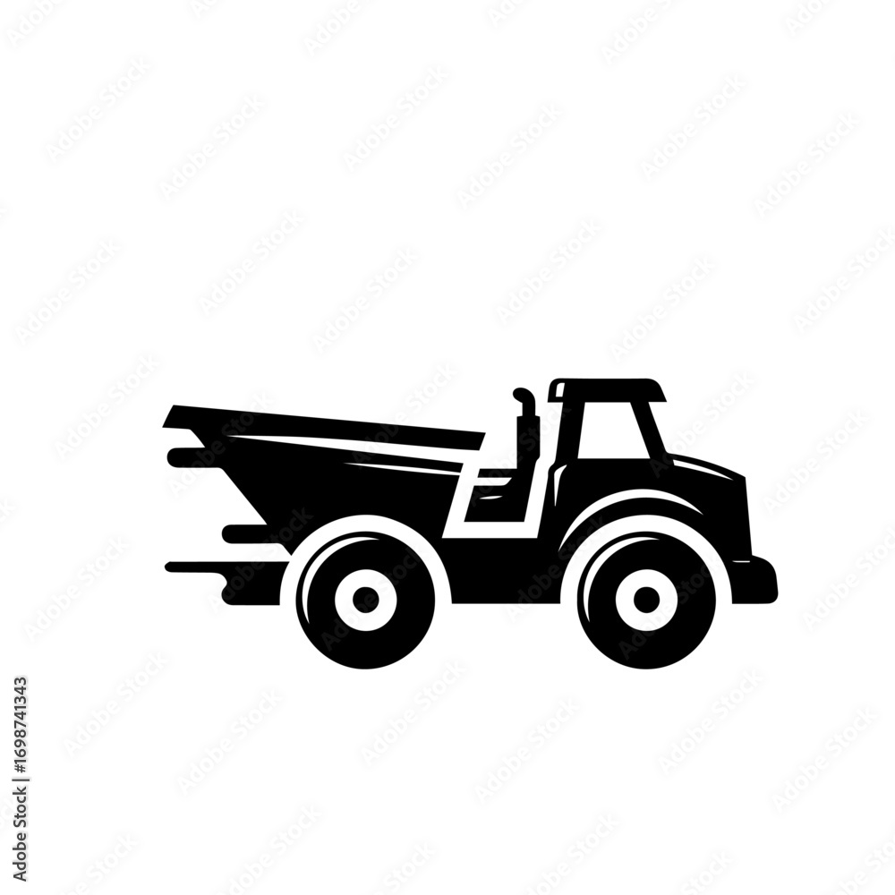 Naklejka premium Black and white vector silhouette of truck on white background 