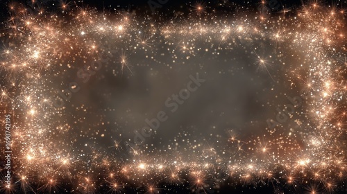 Sparkling Golden Frame With Shimmering Stars Creating an Elegant Backdrop for...
