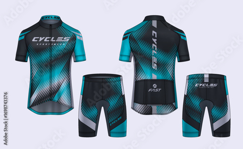 Cycling Jerseys mockup,t-shirt sport design template,uniform for bicycle apparel.